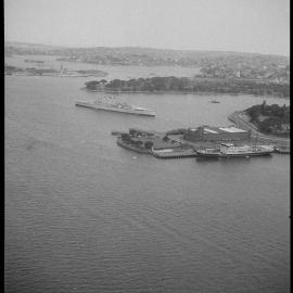 Bennelong Point from Sydney Harbour Bridge, Sydney, 1936