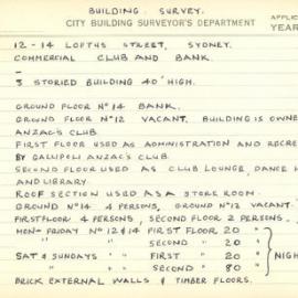 Building Survey Card - 12-14 Loftus Street Sydney